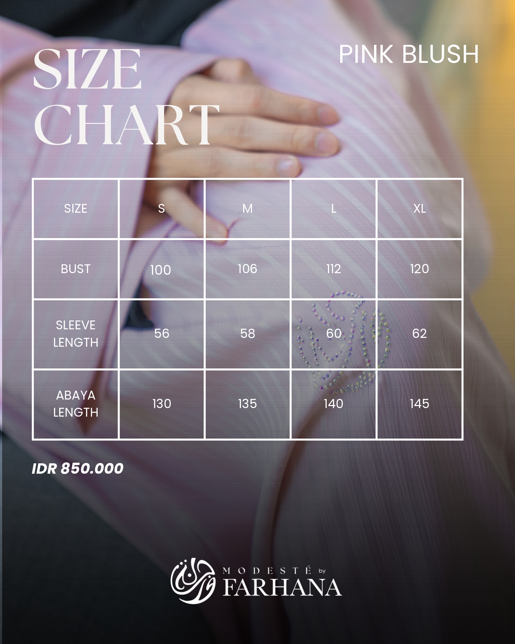 Size Guide Athina Pink Blush