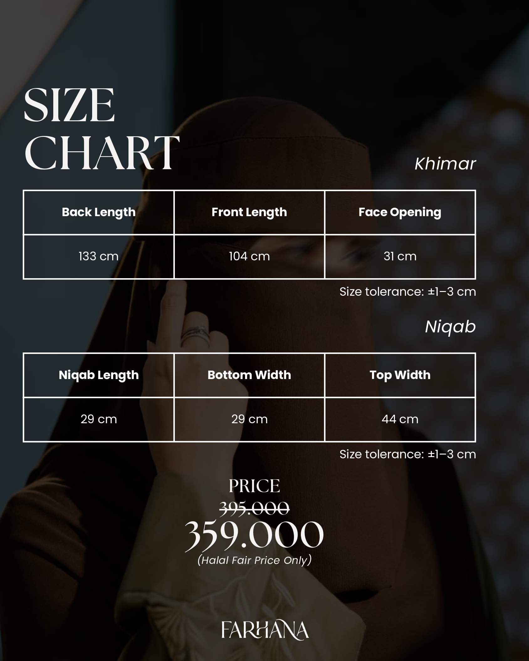 Size Guide Pashban & Niqab